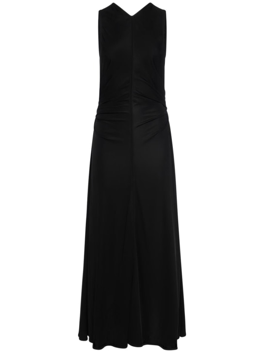 Bottega Veneta: 粘胶纤维长款连衣裙 - 黑色 - women_0 | Luisa Via Roma