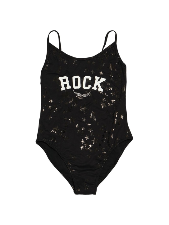 Zadig&Voltaire: Recycled tech one piece swimsuit - Siyah - kids-girls_0 | Luisa Via Roma