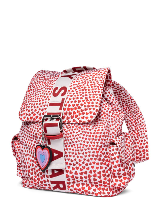 Stella Mccartney Kids: Printed tech fabric AOP backpack - Ivory/Red - kids-girls_1 | Luisa Via Roma