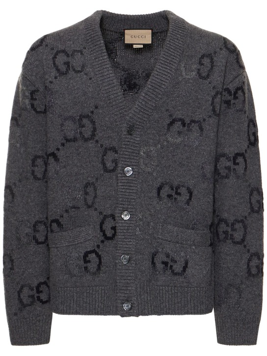 Gucci: GG wool blend cardigan - Gri - men_0 | Luisa Via Roma