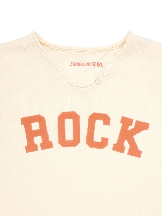 Zadig&Voltaire: T-shirt in cotone con stampa - Rosa Chiaro - kids-girls_1 | Luisa Via Roma
