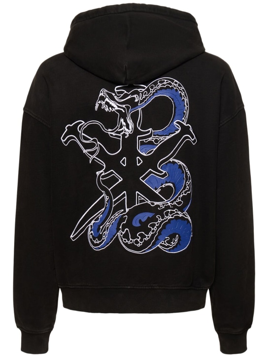 Unknown: Snake & Dagger cotton blend hoodie - Black - men_4 | Luisa Via Roma