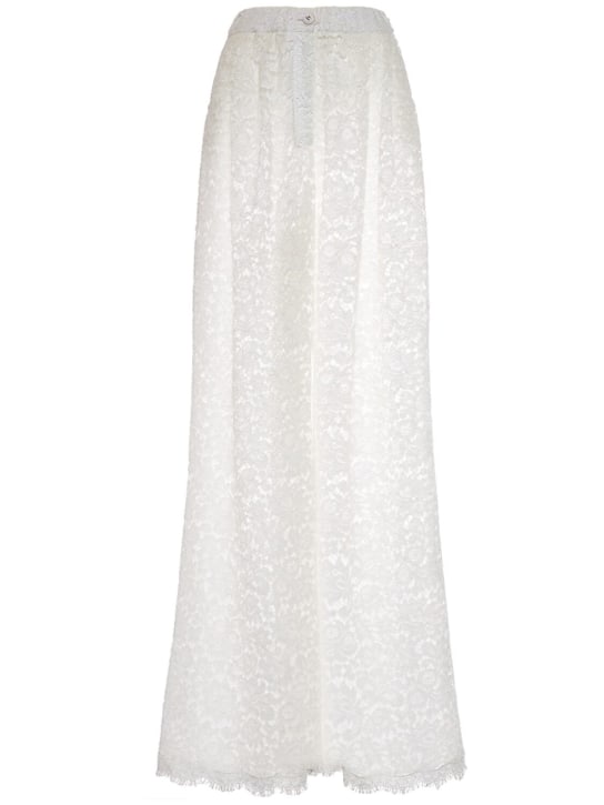 Dolce&Gabbana: Pantalones anchos de encaje - Blanco - women_0 | Luisa Via Roma