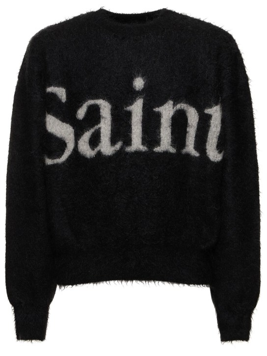 Saint Michael: Saint mohair blend crewneck sweater - Schwarz - men_0 | Luisa Via Roma