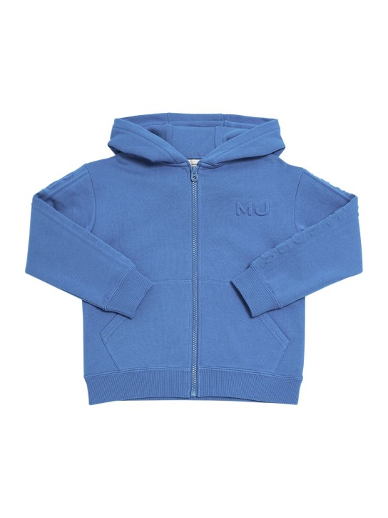 Marc Jacobs: Sweat-shirt en coton éponge à capuche - Bleu - kids-girls_0 | Luisa Via Roma