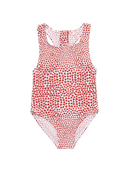Stella Mccartney Kids: All over printed Lycra AOP swimsuit - Ivory/Red - kids-girls_0 | Luisa Via Roma
