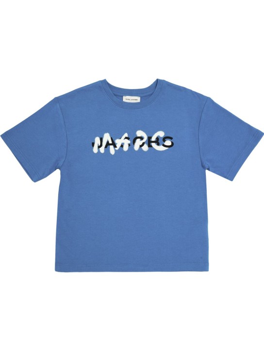 Marc Jacobs: Camiseta de jersey de algodón orgánico - Azul - kids-boys_0 | Luisa Via Roma