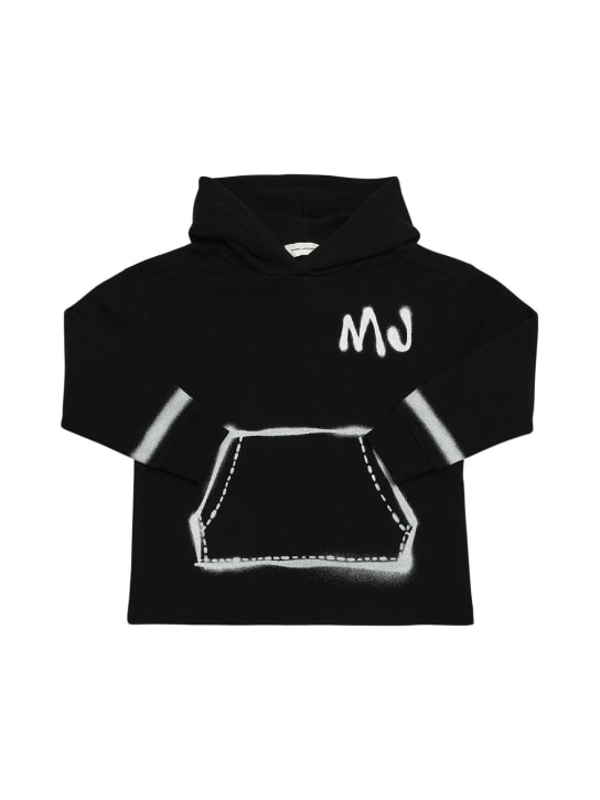 Marc Jacobs: Sweat-shirt en coton à capuche - Noir - kids-girls_0 | Luisa Via Roma