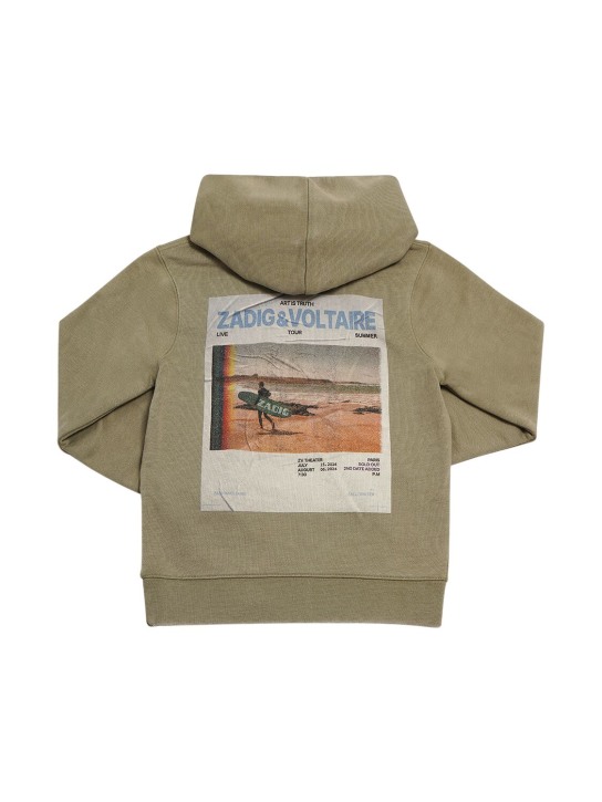 Zadig&Voltaire: Sweat-shirt en coton mélangé à capuche - Vert - kids-boys_0 | Luisa Via Roma