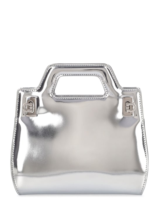 Ferragamo: wanda mini leather top handle bag - Silver - women_0 | Luisa Via Roma