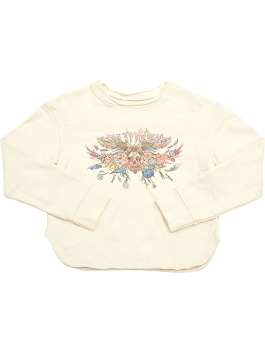 Zadig&Voltaire: Sweat-shirt en coton imprimé - Beige - kids-girls_0 | Luisa Via Roma