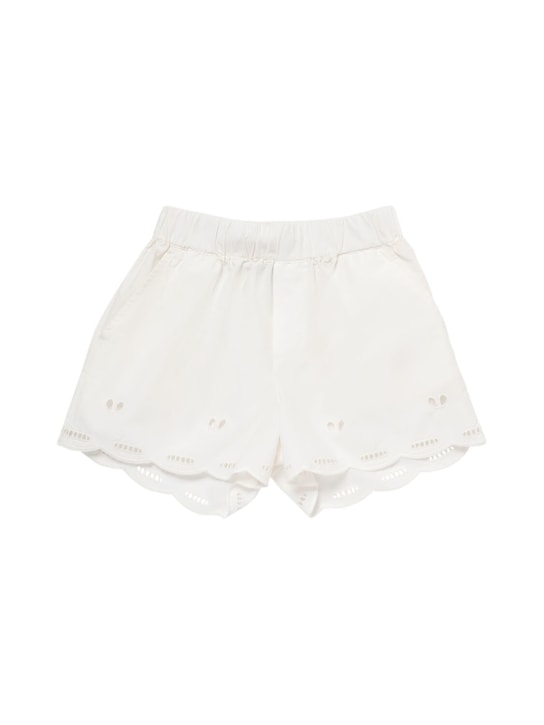Stella Mccartney Kids: Cotton poplin shorts - Ivory - kids-girls_0 | Luisa Via Roma