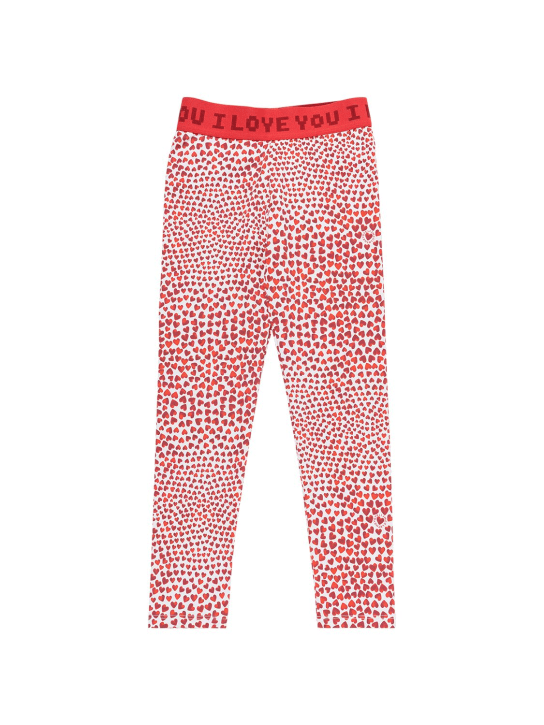 Stella Mccartney Kids: All over printed Lycra AOP leggings - White/Red - kids-girls_0 | Luisa Via Roma