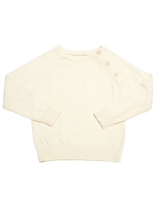 Zadig&Voltaire: Suéter de punto de algodón decorado - Off-White - kids-girls_0 | Luisa Via Roma