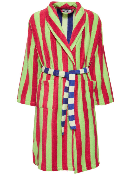 Dusen Dusen: Garden Stripe cotton blend bathrobe - Multicolor - ecraft_0 | Luisa Via Roma