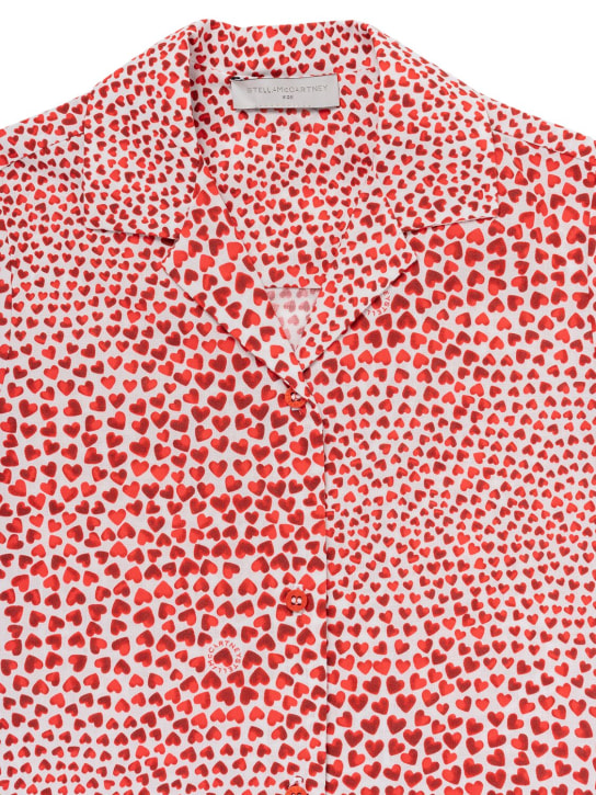 Stella Mccartney Kids: Camisa de gasa de algodón - Marfil/Rojo - kids-girls_1 | Luisa Via Roma
