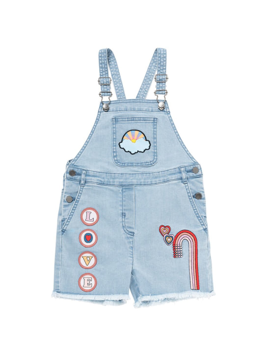 Stella Mccartney Kids: Cotton denim overalls - Açık Mavi - kids-girls_0 | Luisa Via Roma