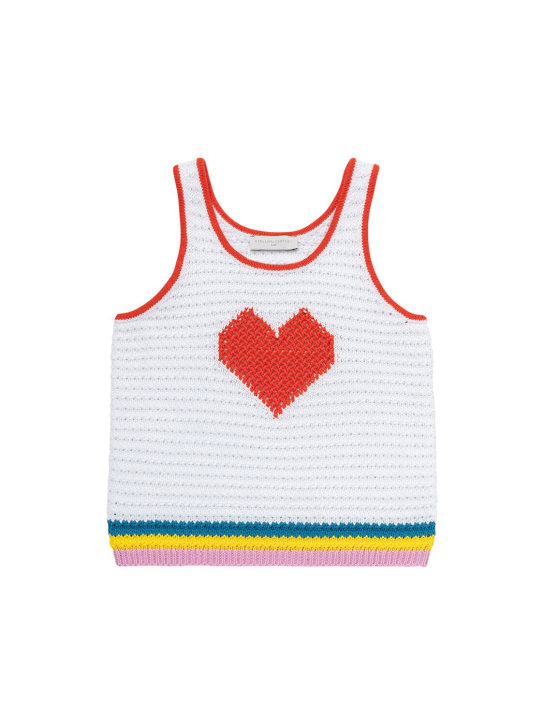 Stella Mccartney Kids: Cotton knit top - Fil dişi rengi - kids-girls_0 | Luisa Via Roma