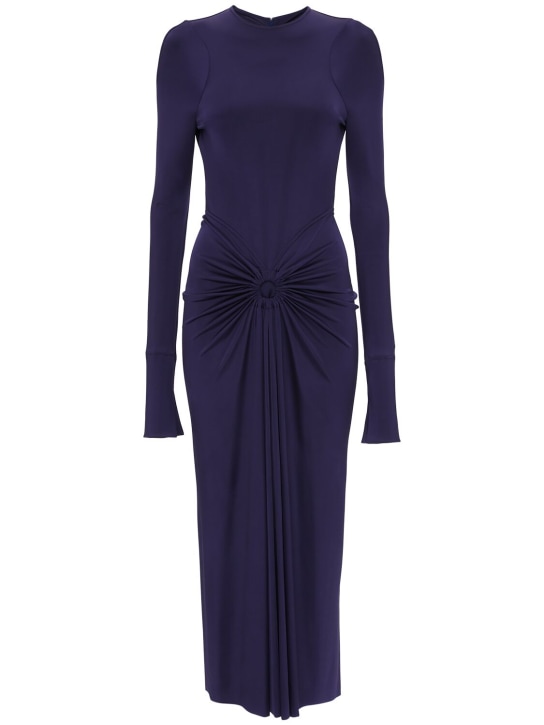 Gathered viscose long sleeve midi dress - Victoria Beckham - Women ...