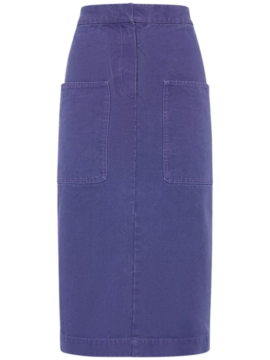 Max Mara: Cardiff cotton canvas midi pencil skirt - women_0 | Luisa Via Roma