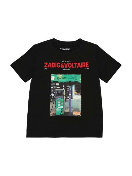 Zadig&Voltaire: T-Shirt aus Bio-Baumwolle mit Druck - Schwarz - kids-boys_0 | Luisa Via Roma