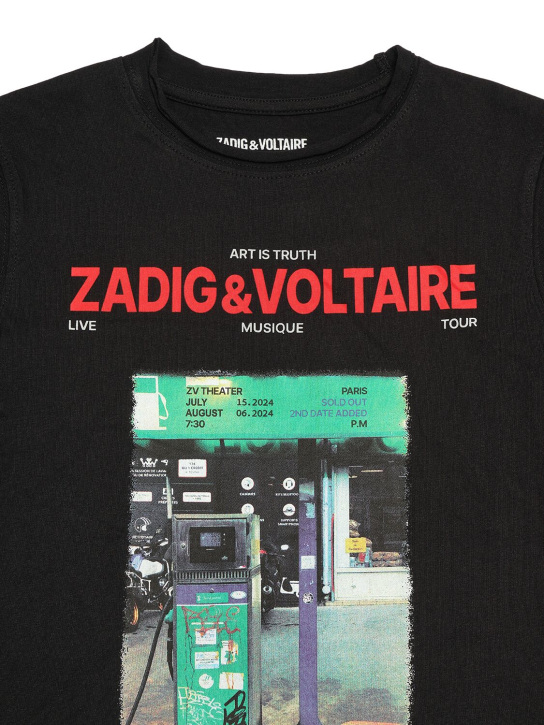Zadig&Voltaire: T-shirt in cotone organico con stampa - Nero - kids-boys_1 | Luisa Via Roma