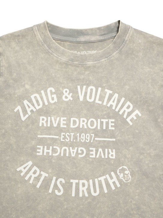 Zadig&Voltaire: T-shirt en coton biologique imprimé - Gris - kids-boys_1 | Luisa Via Roma