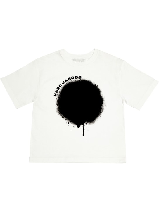 Marc Jacobs: T-shirt en coton biologique - Blanc/Noir - kids-boys_0 | Luisa Via Roma