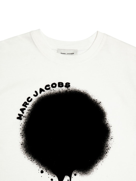 Marc Jacobs: Big Spray Spot organic cotton t-shirt - White/Black - kids-boys_1 | Luisa Via Roma