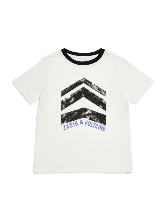 Zadig&Voltaire: 프린트 오가닉 코튼 티셔츠 - 화이트 - kids-boys_0 | Luisa Via Roma