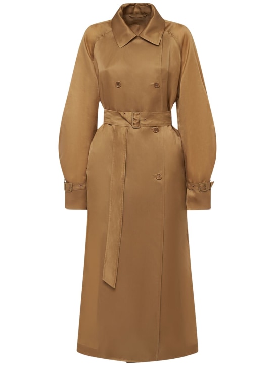 Max Mara: Sacco belted silk organza trench coat - Dark Beige - women_0 | Luisa Via Roma