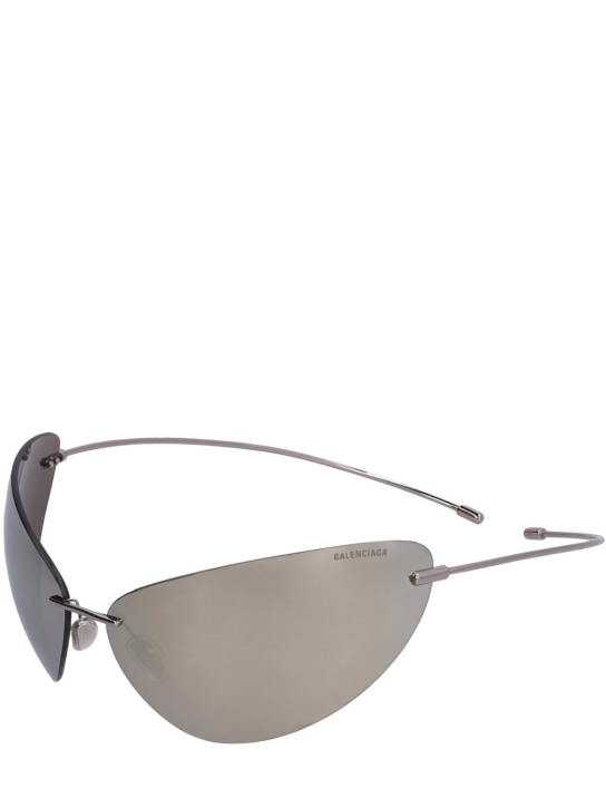 Balenciaga: Gafas de sol ovaladas de metal - Plata - men_1 | Luisa Via Roma