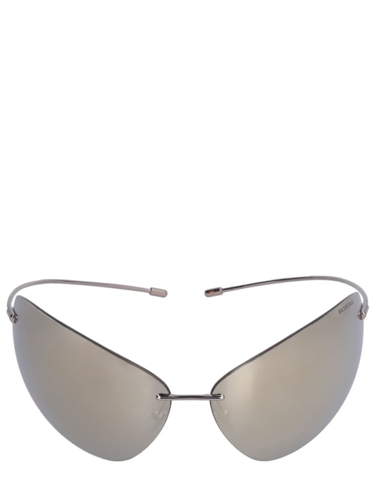 Balenciaga: Mirage oval metal sunglasses - Silver - women_0 | Luisa Via Roma