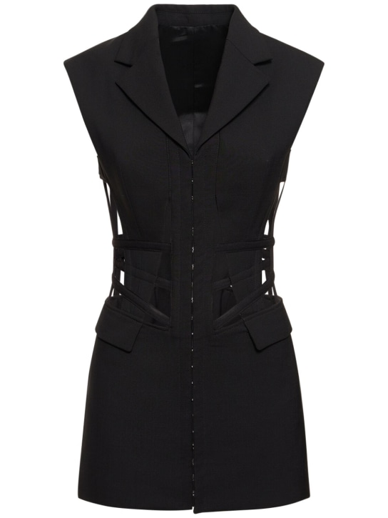 Dion Lee: Wool blend cut out corset mini dress - Siyah - women_0 | Luisa Via Roma