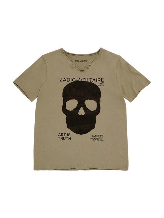 Zadig&Voltaire: Camiseta de algodón orgánico estampada - Verde - kids-boys_0 | Luisa Via Roma