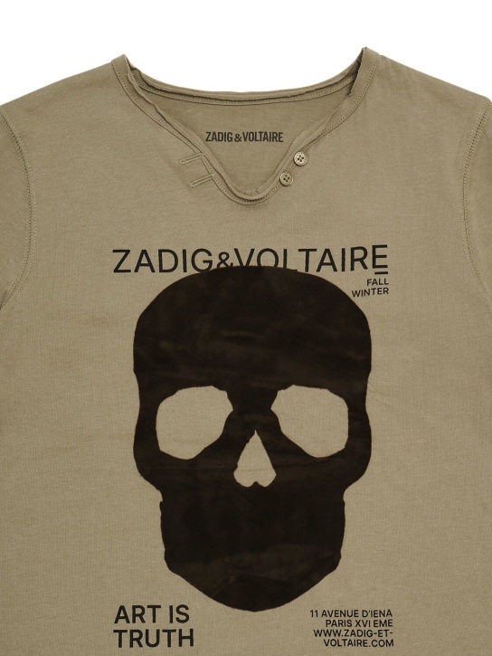 Zadig&Voltaire: Camiseta de algodón orgánico estampada - Verde - kids-boys_1 | Luisa Via Roma