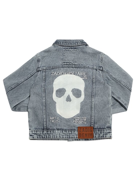 Zadig&Voltaire: Printed organic cotton denim jacket - Açık Mavi - kids-boys_0 | Luisa Via Roma
