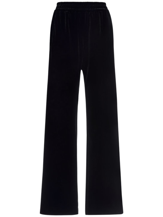 Dolce&Gabbana: Stretch velvet flared pants - Black - women_0 | Luisa Via Roma