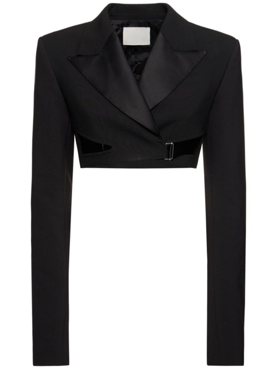 Dion Lee: Interlock cropped tuxedo blazer - Siyah - women_0 | Luisa Via Roma