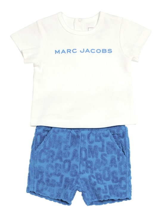 Marc Jacobs: 棉质平纹针织T恤&短裤 - 蓝色 - kids-boys_0 | Luisa Via Roma
