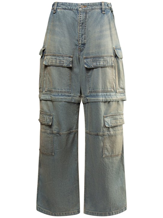 Balenciaga: Jeans cargo in denim - Ring Blue Denim - women_0 | Luisa Via Roma