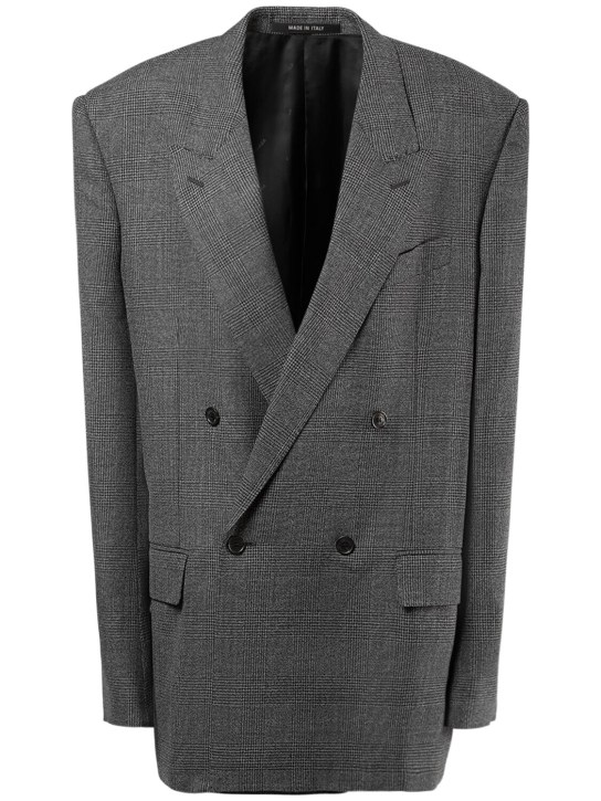 Balenciaga: 标准版型羊毛夹克 - 黑色/灰色 - men_0 | Luisa Via Roma