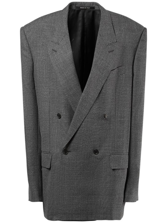 Balenciaga: Regular fit wool blazer - Black/Grey - women_0 | Luisa Via Roma