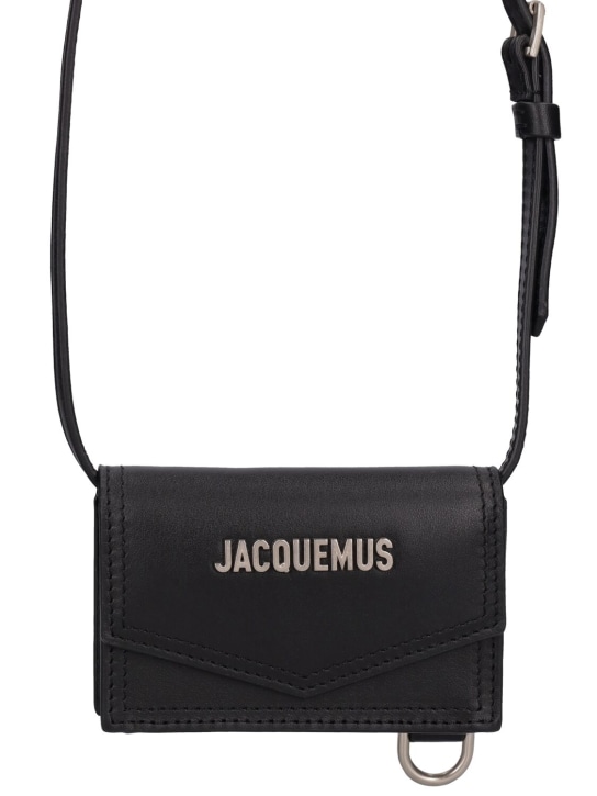 Le Porte Leather Wallet With Strap in Blue - Jacquemus
