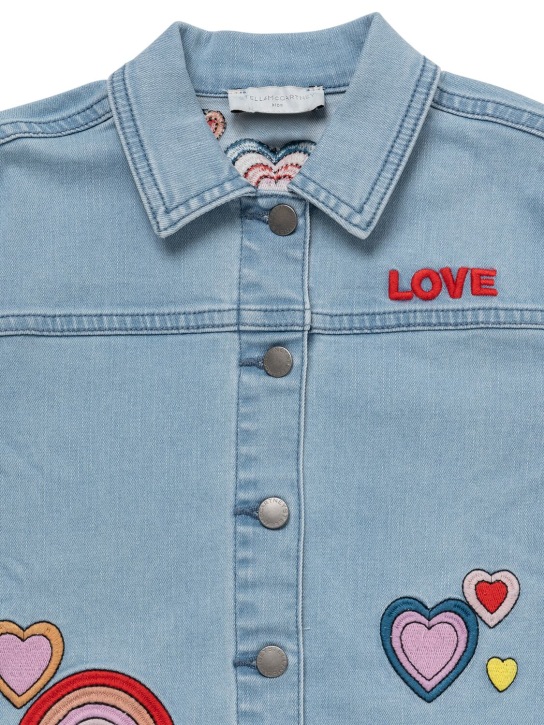Stella Mccartney Kids: Veste en denim de coton avec patchs - Bleu Clair - kids-girls_1 | Luisa Via Roma