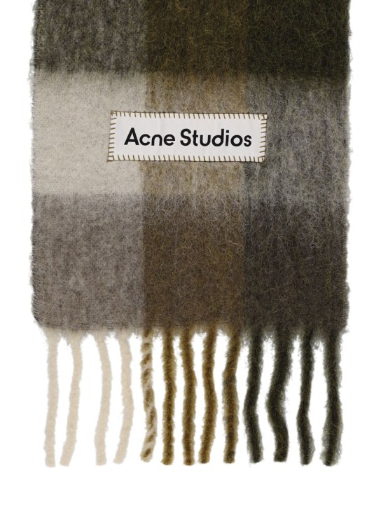 Acne Studios: Sciarpa in lana, alpaca e mohair - Taupe/Green - men_1 | Luisa Via Roma
