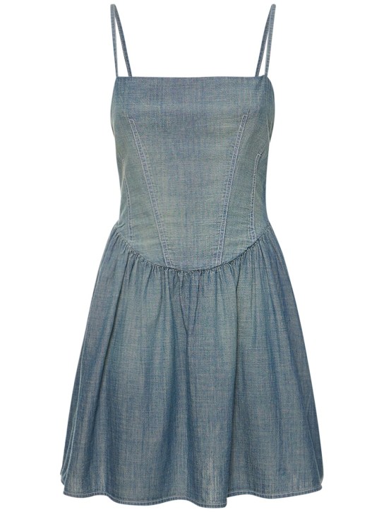 RE/DONE: RE/DONE & Pam chambray mini dress - Blue - women_0 | Luisa Via Roma