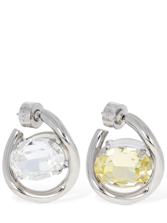 Marni: Crystal stone hoop earrings - Crystal/Yellow - women_0 | Luisa Via Roma