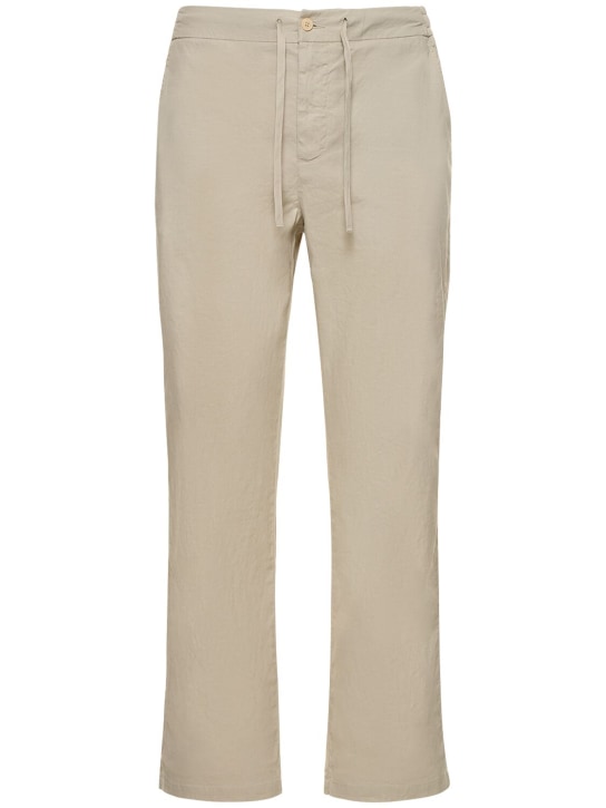 FRESCOBOL CARIOCA: Mendes linen & cotton stretch pants - Olive Green - men_0 | Luisa Via Roma