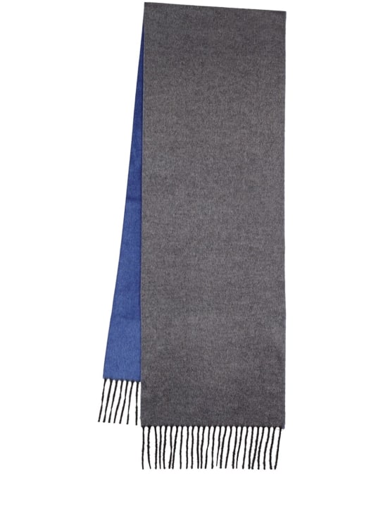 Piacenza Cashmere: Mirror silk & cashmere knit scarf - Blue/Grey - men_0 | Luisa Via Roma